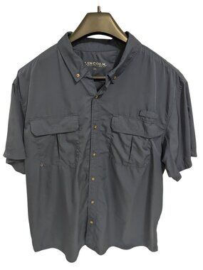 Lincoln Outfitters 2XL Button Down Fishing Outdoor Shirt Long Sleeve Blue